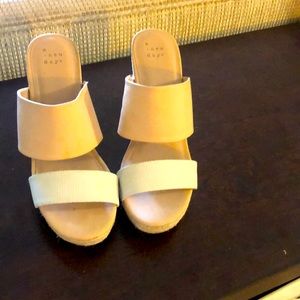 A New Day cream and tan wide band sandals